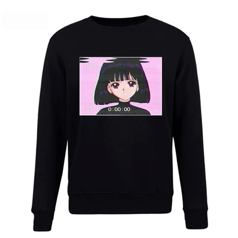

Hot Sale Fashion Sad Girl Retro Japanese Anime Vaporwave Hoodies Men Funny Sweatshirt Shirt Harajuku Streetwear