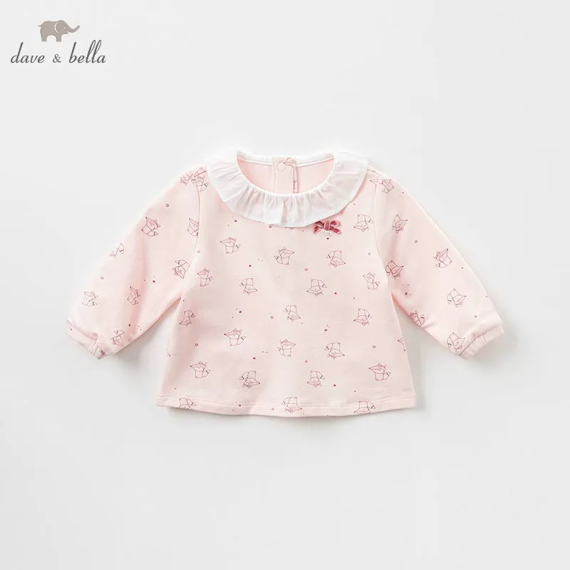 

Dave Bella Baby Girls Autumn Infant Baby Fashion T-shirt Toddler Top Children High Quality Tees Lovely Pink Fox Clothes DBM8626