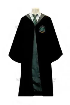 

Free Shipping Slytherin House Draco Malfoy Cosplay Robe Cloak with Badge from Harry for Halloween and Christmas