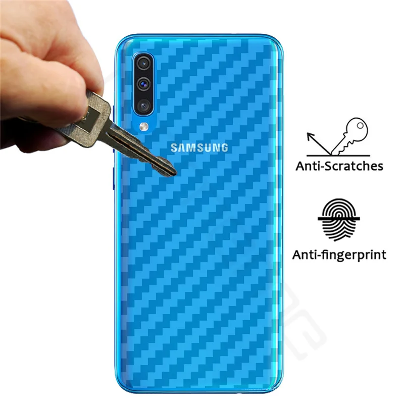 

5PCS/lot For Samsung Galaxy A10 A30 A50 Scrub Non-slip Coverage and full Protection Carbon Fiber Full Screen Protector Film rear