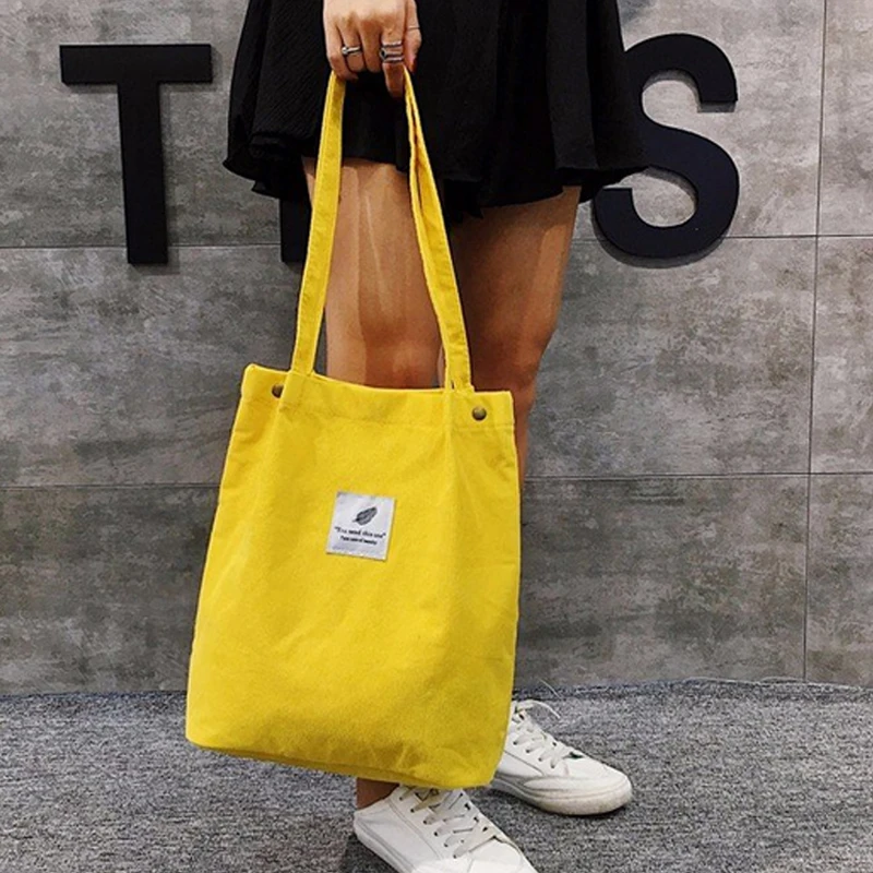

Lammei Corduroy Foldable Casual Women Handbags Shopping Bags High Capacity Beach Bag For Ladies Female Girls Travel Shoulder Bag