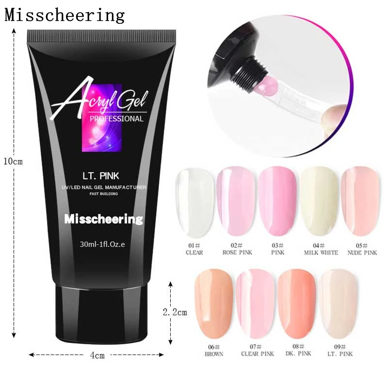 

New 30ml Nail Finger Extension Quick Building Crystal Poly Gel 9 colors Nail Art Tips Camouflage UV Gel Manicure Accessory Tools