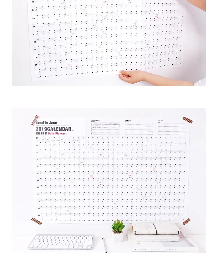 1 шт. милый мультяшный Настенный Календарь 365 дней бумажный календарь, чтобы сделать список планировщик, канцелярские принадлежности