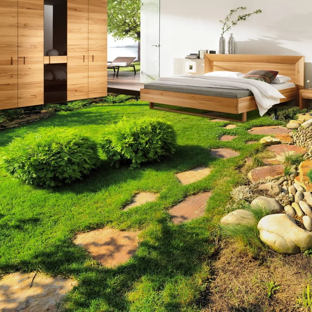 

Custom 3D Floor Wallpaper Green Plants Grass Bedroom Living Room Kitchen Floor Mural Wallpaper PVC Waterproof Papel De Parede 3D