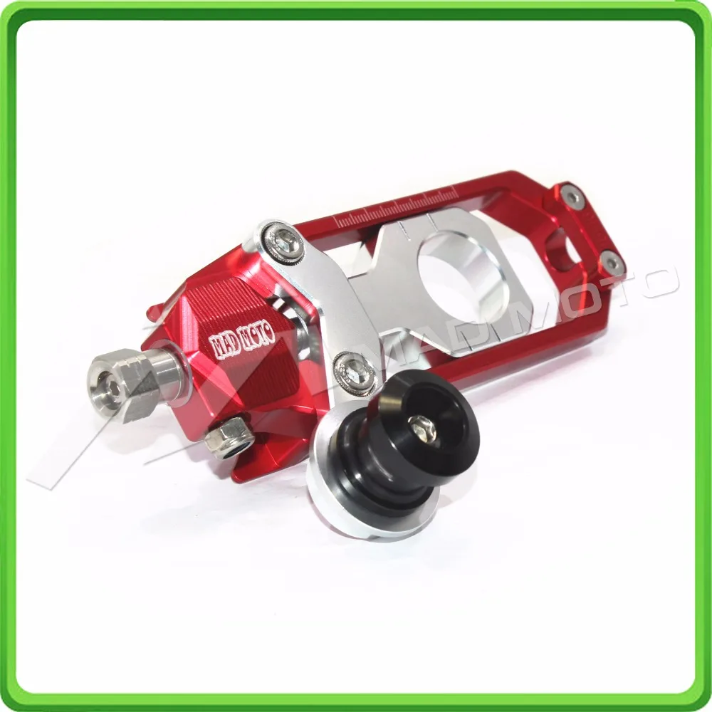 Motorcycle Chain Tensioner Adjuster with bobbin fit for APRILIA RSV4 2009 2010 2011 2012 2013 2014 Red & Silver (11)