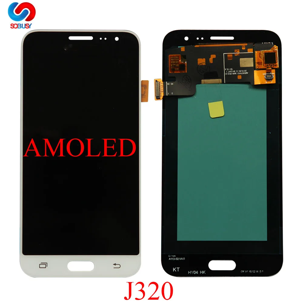 Продажа 100% супер AMOLED font b lcd b font для samsung Galaxy J3 2016 J320 J320F J320H J320M J320FN font b lcd b font s дисплей с кодирующий преобразователь сенсорного экрана в сборе