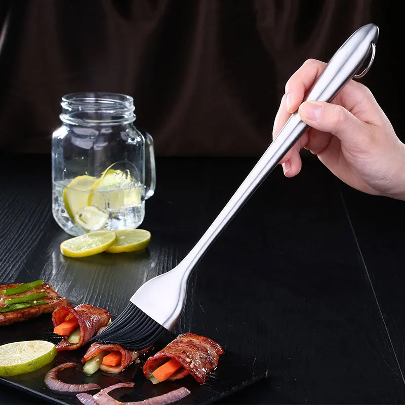 

Heavy-duty BBQ Basting Brush by Silicone Bristles with 26cm Stainless Steel Handle - Make Grilling Easy