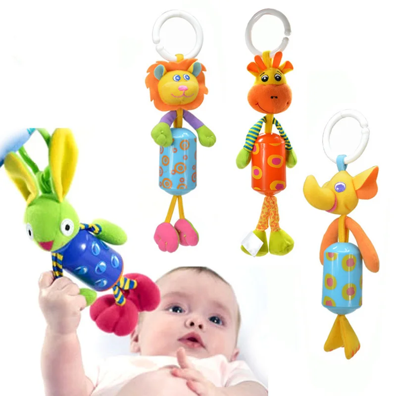 

Baby Crib Stroller Rattle Plush Animals Style Hanging Rattle Ring Bell Stroller Accessories Soft Playpen Bed Pram Hanging Toy