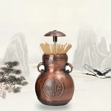 Зубочистка автоматическая Высококачественная нажимная металлическая зубочистка китайская Ретро простая домашняя зубочистка для гостиной