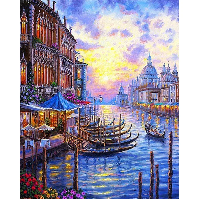 

MOLEK Oil Painting by Numbers Kit Venice Landscape DIY Acrylic Modular Painting on Canvas Modern Home Decor Wall Art Picture