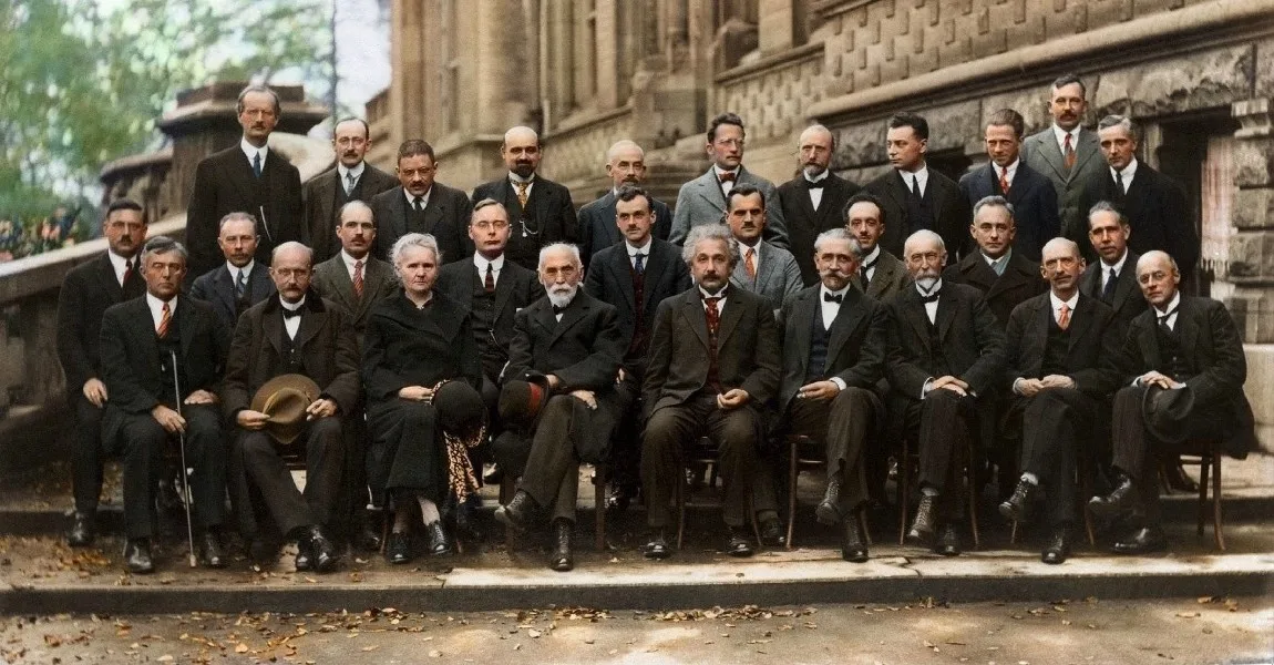 

einstein 1927 Fifth Solvay Conference physicist photo poster silk fabric cloth print wall sticker Wall Decor custom print