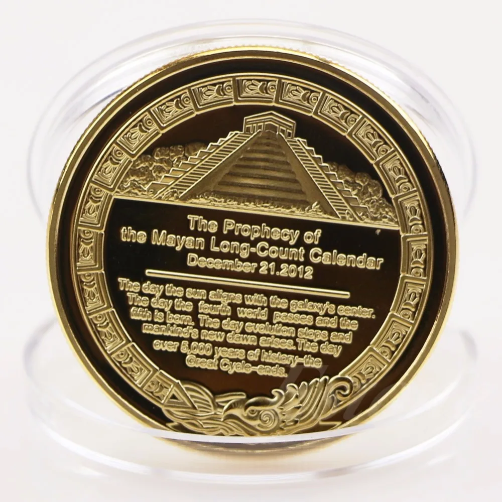 1 x Aztec Mayan Calendar Souvenir Gold Plated Commemorative Coin