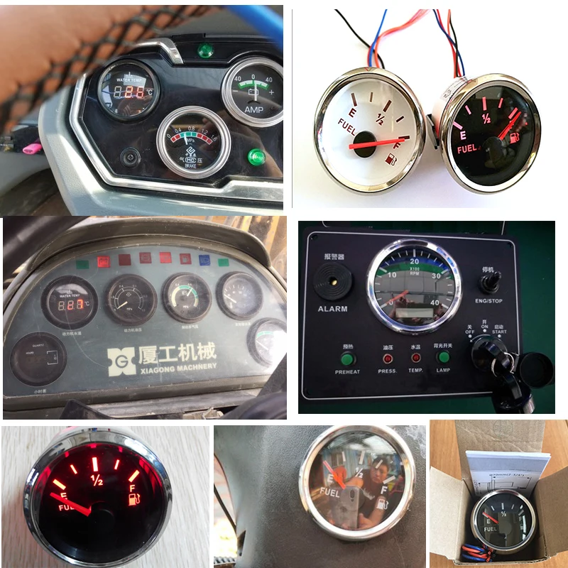 Датчик температуры 52 мм круглый указатель калибра дисплей для автомобиля авто двигатель 12 В 24 в водонепроницаемый красный светодиодный термометр