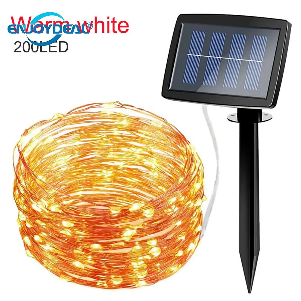 

200 Led Solar Strip Light Waterproof Home Garden Copper Wire Night Light Christmas Party Decor Lamp Colorful Led String Lights