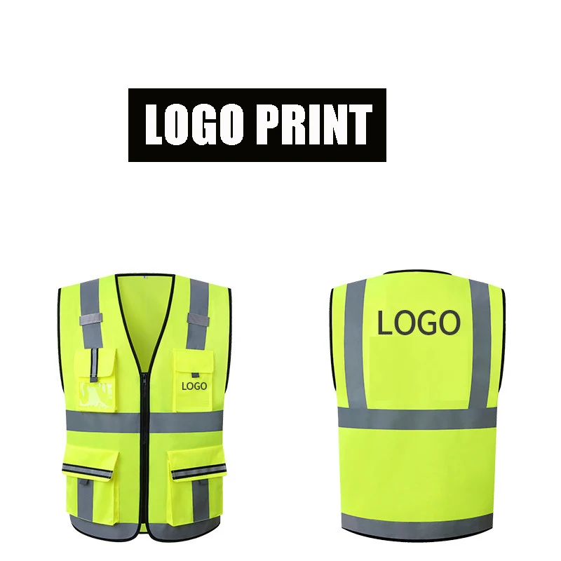 

Highlighter Double Zipper To Adjust Reflective Working Vest Mens Safety Vest Functional Pockets Reflective Stripes Free Shipping