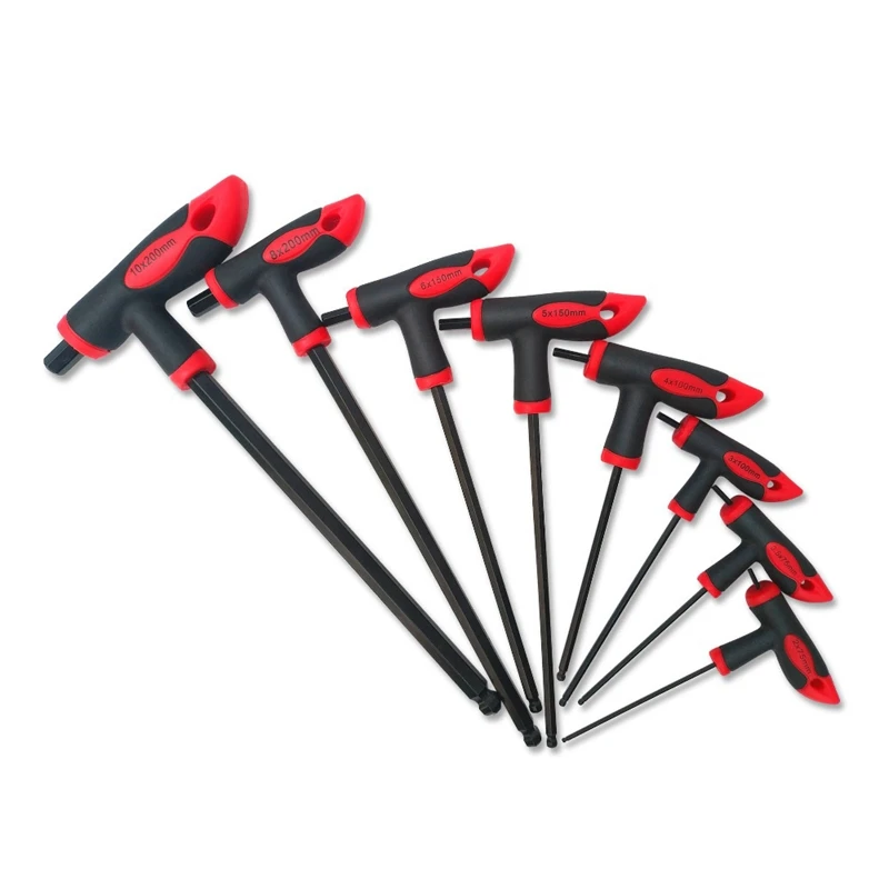 

8Pc T Handle HexKey Wrench Set Ball Head Wrench 2Mm-10Mm For Auto Bike Motorycle Hand Tools Set