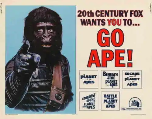 Постер GO APE (PLANET OF APES) наполовину листовый Charlton Heston Roddy SILK настенная живопись | Дом и