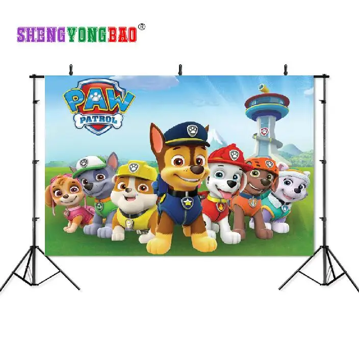 

SHENGYONGBAO Art Cloth Custom Photography Backdrops Prop Paw Cartoon Patrol Theme Photo Studio Background NTZP-0666