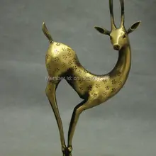 1" Китай Китайский Бронзовый Сбор Богатство Животные Олень Латунь пятнистый олень Статуя