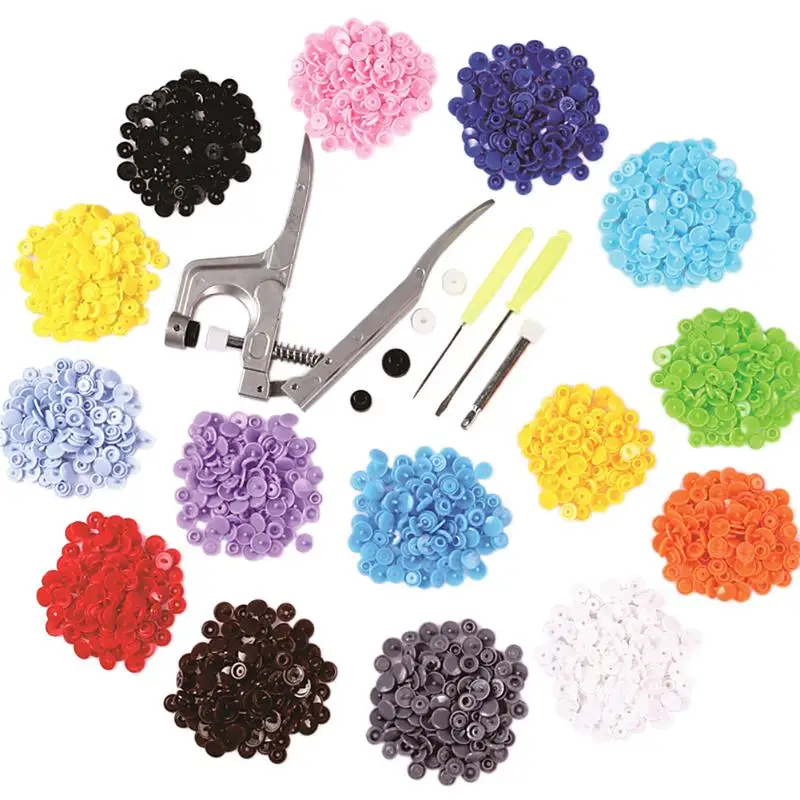 

300 /200 Sets Multicolor Snap Button with Plier Installation Tool Resin DIY Clothing Snap Button Craft Sewing Accessories
