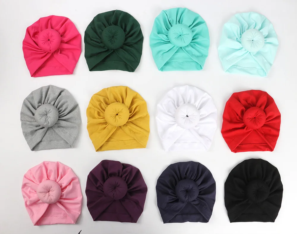 Для новорожденных детей Детские шапки Turbans кепки s прекрасные детские головные уборы морщин Твердые крышки шапка для малыша аксессуары с цветком