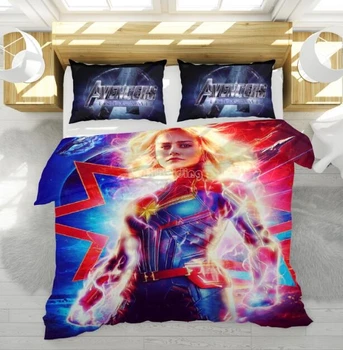

Captain Marvel Printed Bedding Set Iron Man Captain America Character Duvet Cover Set with Pillowcases Twin Full Queen King Size