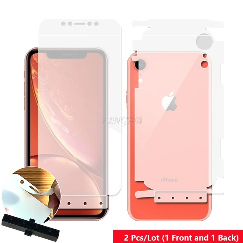 

2 Pcs Front & Back Smart Guide Tool Soft Film AUTO Fixed Hydrogel Film Full Body Screen Protector for iPhone XR 6.1"
