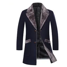 Новинка, зимнее длинное пальто с меховым воротником, мужское приталенное повседневное толстое пальто, Мужская теплая ветровка, пальто, куртки