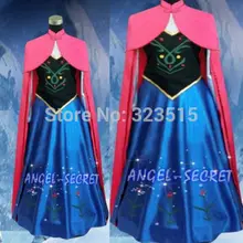 New Snow Queen Princess Anna Made Cosplay Costume For Adult Womens With Cloak Coronation Dress Drop Shipping