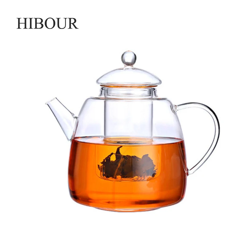 HIBOUR Hot Sale Handle Flower Teapot Set Heat resistant Glass Teapot