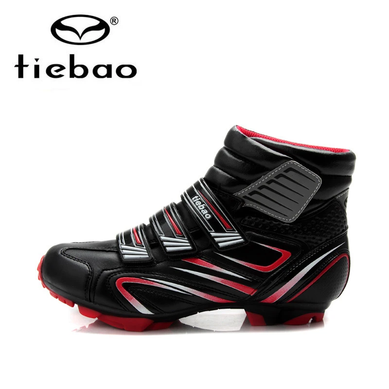 Tiebao, профессиональная зимняя велосипедная обувь для мужчин, MTB Racing, ветрозащитная, теплая, Спортивная, самоблокирующаяся, велосипедная обувь, ботильоны - Цвет: red