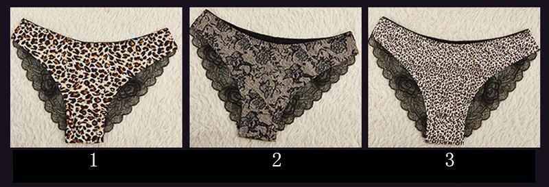2016 New Women Sexy Panties Ladies Low Waist Leopard Rose Print Briefs Lace Side Transparent Temptation Intimates Women Clothing (10)