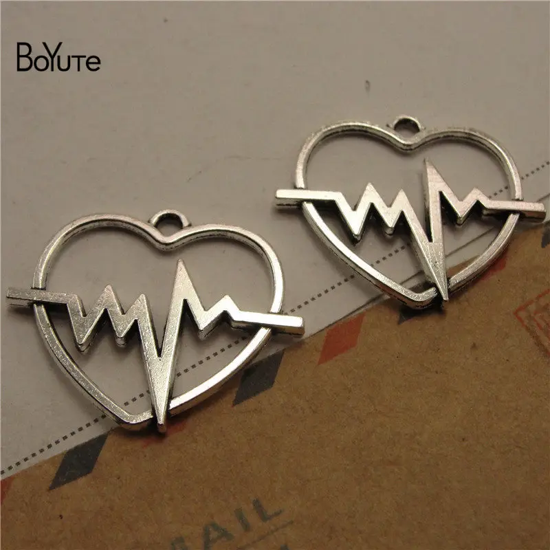 BoYuTe (50 PiecesLot) 2519MM Heart Pendant Charms Diy Vintage Hand Made Jewelry Accessories Wholesale (2)