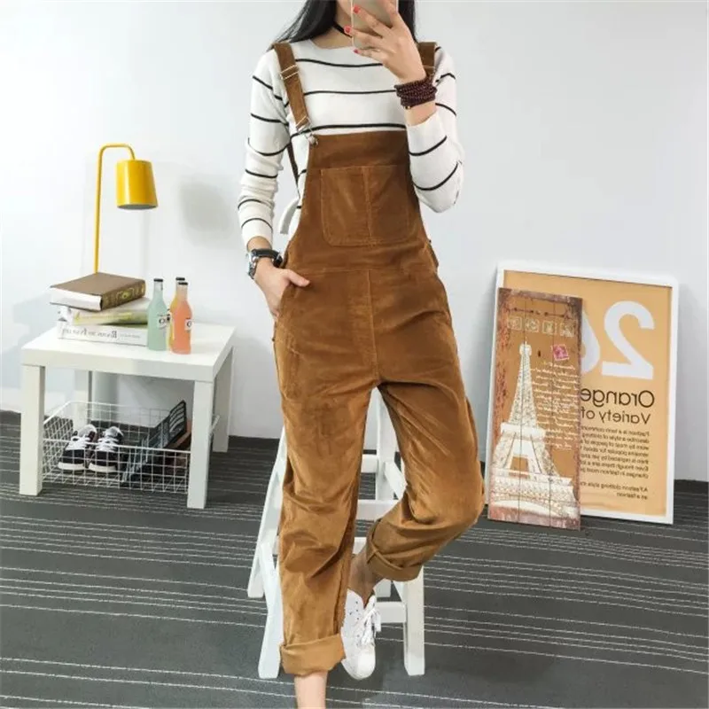 

Spring Jumpsuits Women 2018 Slim-type Corduroy Overalls Female New Mori Girl Pocket Solid Color Pants Cute Casual Jumpsuits