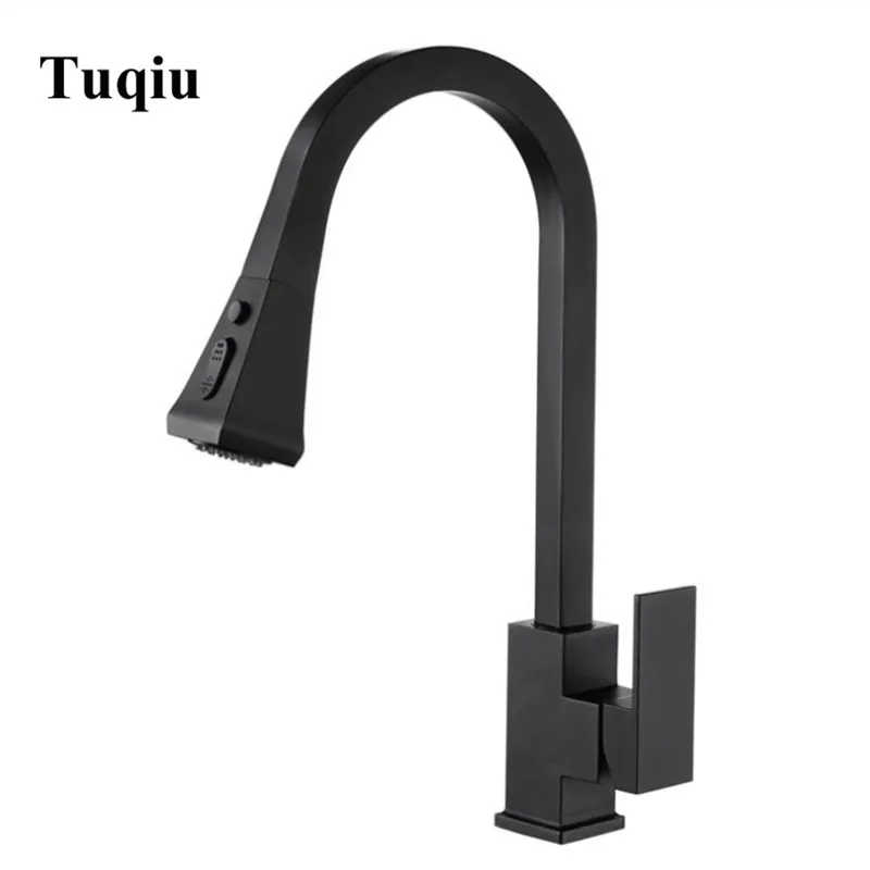 

Kitchen Mixer Pull Out Decked Mount Kitchen Sink Faucet Mixer Cold Hot Water Grifo Torneira Cozinha Rotate Black