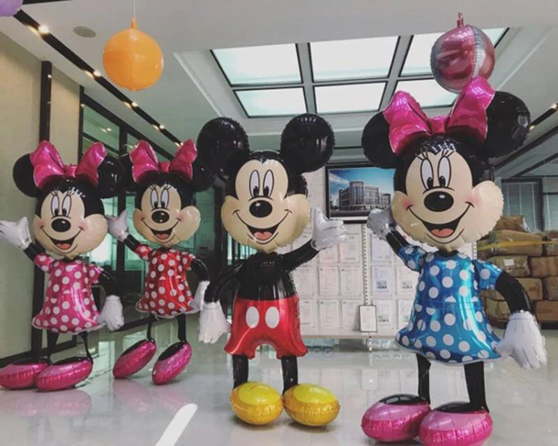  175cm large 3D Mickey Minnie Mouse foil Balloon Birthday Party red Pink Blue Standing decorations C