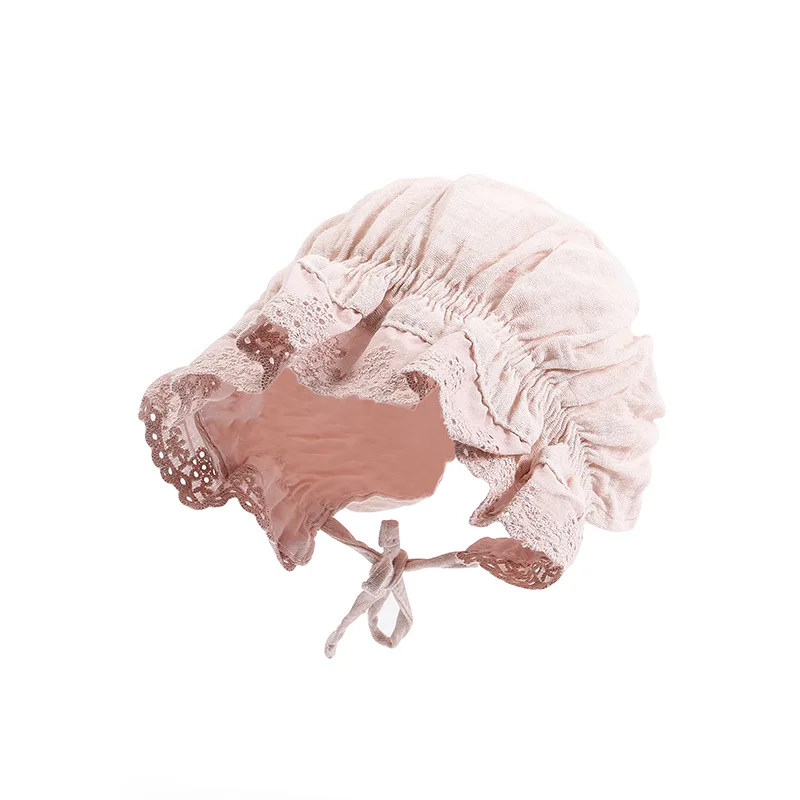 

Cotton Summer Infant Newborn Hat Baby Bonnet Cute Floral Lace Girls Beanie Cap Vintage Newborn Photo Prop