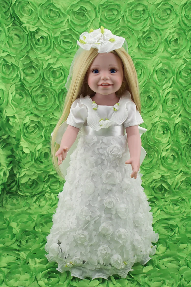 

Pretty 18'' Wedding Dress Doll Blonde Hair Realistic Vinyl Type Collectible Bride Dolls So Truly Real Kids Toys