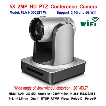 

2mp 1080p60 HD video ip 3G-SDI conferencing camera Wifi 5x zoom wide angle for wireless audio video conference system