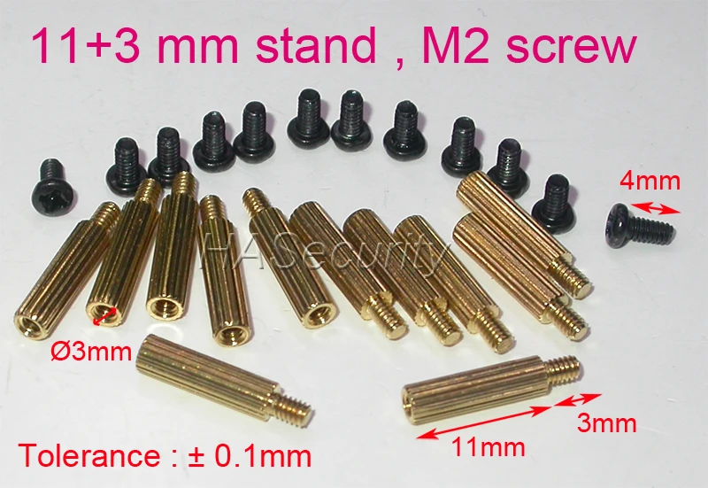 12 шт. латунная подставка/скоба/пробойник 11 + 3 мм с винтом M2-4mm для печатной платы