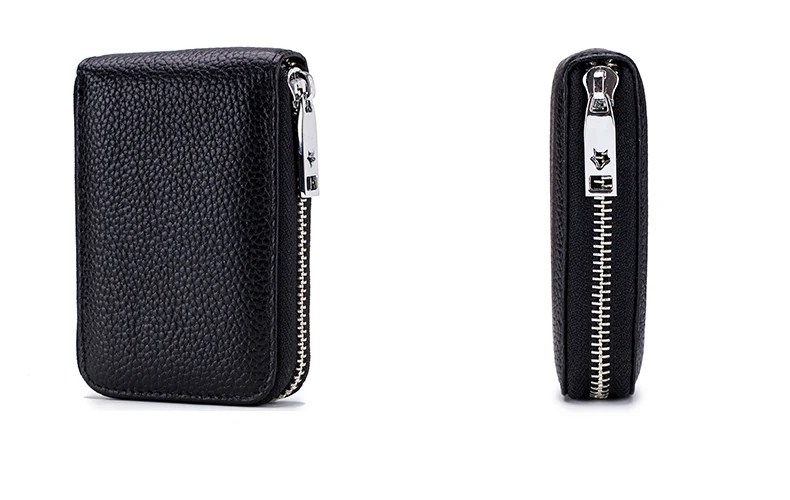 Lomelobo Unisex Lychee Card Holder Genuine Leather Women Men Credit ID Business Card Wallet Fashion Bank Cards bag Coin Purse HCL7139 Details (14)