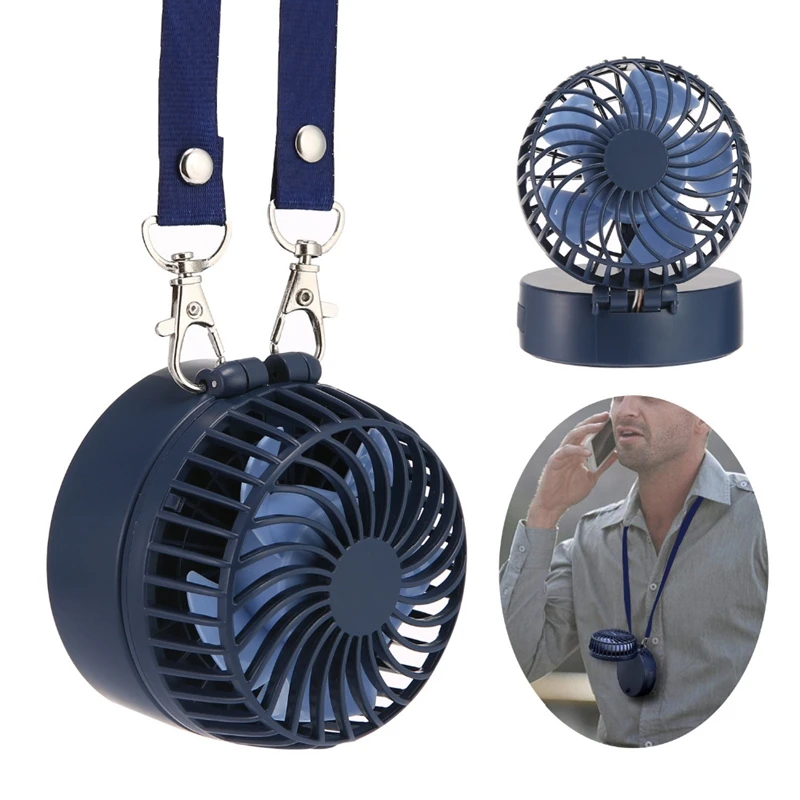 Портативный ручной вентилятор поративный уличный мини ожерелье вентилятор 3 скорости 180 градусов вращающаяся регулировка для домашнего