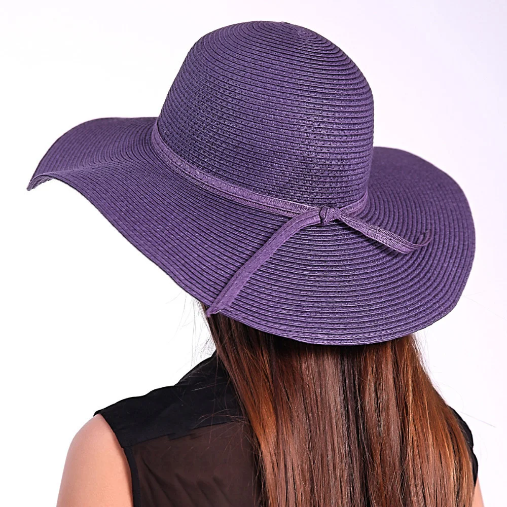 4 Colors 2015 Hot Sale Trendy Style Wide Brim Floppy Solid Straw Hat