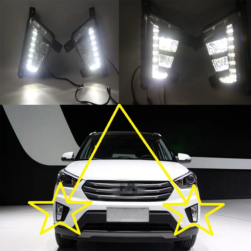 

1 Set DRL daytime running lights fog driving lamp without fog lamp cover assy for Hyundai IX25 2014-2015