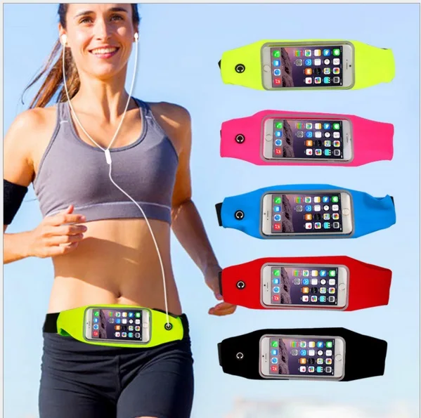 Waterproof Running Gym Jogging Waist Belt Blue For Samsung Galaxy S5/S6/S6 Edge 