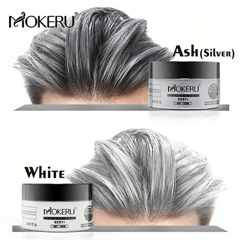 Mokeru 2pc Lot Hair Paint Wax Grey Ash Brown Hair Color Dye Cream Temporary Hair Dye Mud Wax For Hair Styling Care