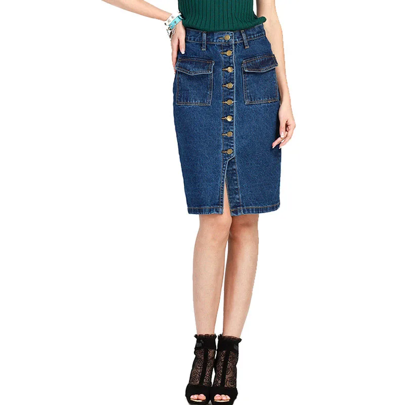 Модная женская джинсовая юбка с пуговицами и карманами размера плюс, шикарная Женская юбка миди с высокой талией, Женская Сексуальная Повседневная юбка, 5XL pluz