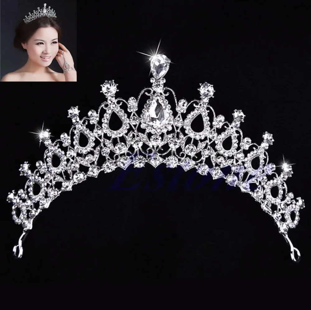 10x Wedding Bridal Princess Crystal Prom Hair Tiara Crown Veil Headband w/ Comb 