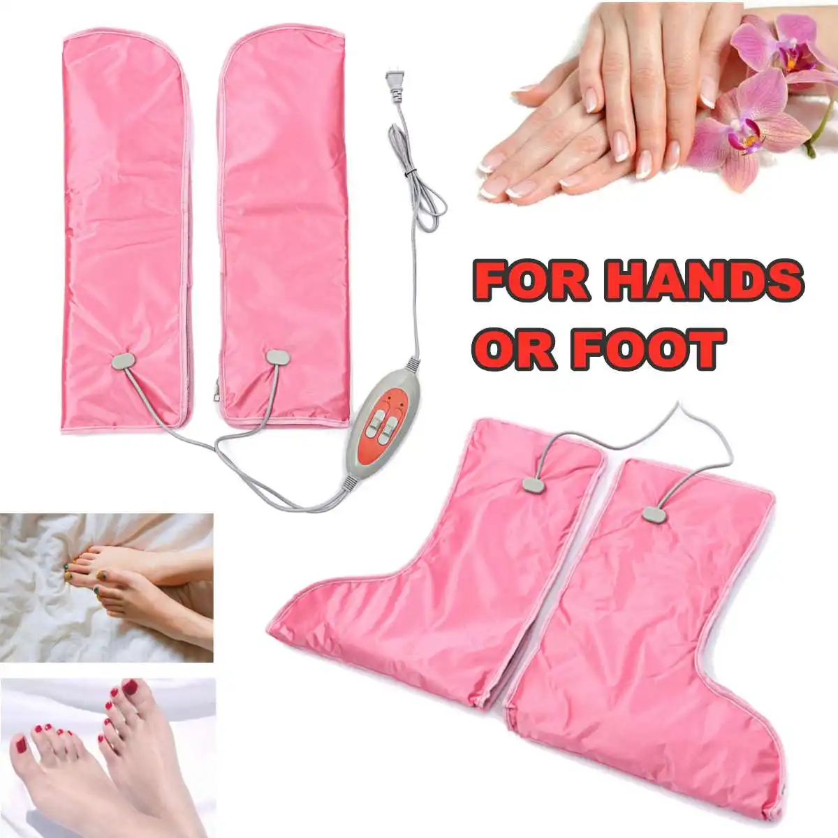 

45W~60W 220V Electric Heated Gloves Mitts Infrared Therapy Treatment Foot Hand Warmer Manicure Care Nail Art Equipment Tools