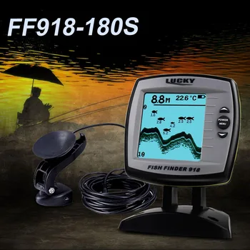 

LUCKY Fish Finder FF918-180S Wired Transducer Sensor Fishfinder 45 Degrees Echo LCD Fish Locator Boat Fishfinder Fish Detector
